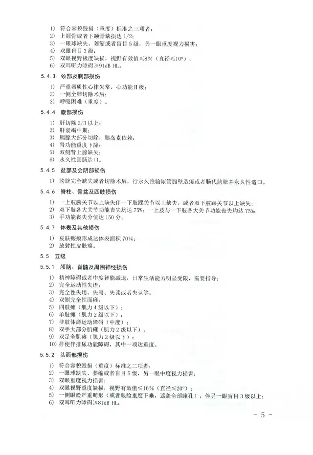 人體損傷致殘程度分級(jí)5