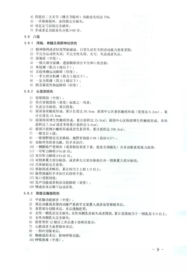 人體損傷致殘程度分級(jí)9