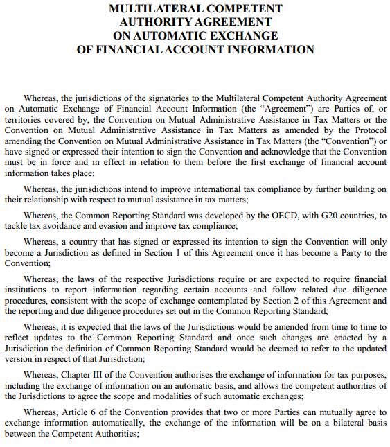 《金融賬戶涉稅信息自動交換多邊主管當(dāng)局間協(xié)議》英文版（全文）